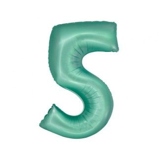 Balon foliowy matowa cyfra 5, miętowa Godan (CH-SMT5)