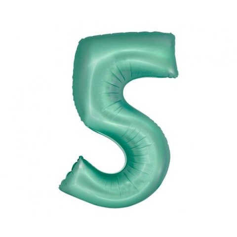 Balon foliowy matowa cyfra 5, miętowa Godan (CH-SMT5)