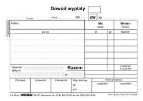 Druk samokopiujący KW dowód wypłaty A6 100k. Stolgraf (K2)