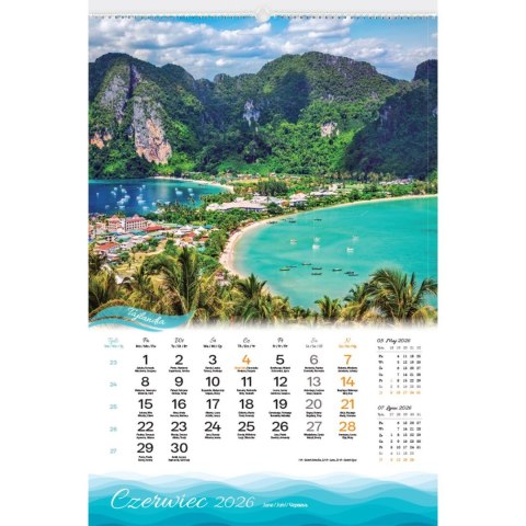 Kalendarz ścienny SŁONECZNE WAKACJE 13-planszowe 2024 320mm x 470mm Lucrum (RW08)