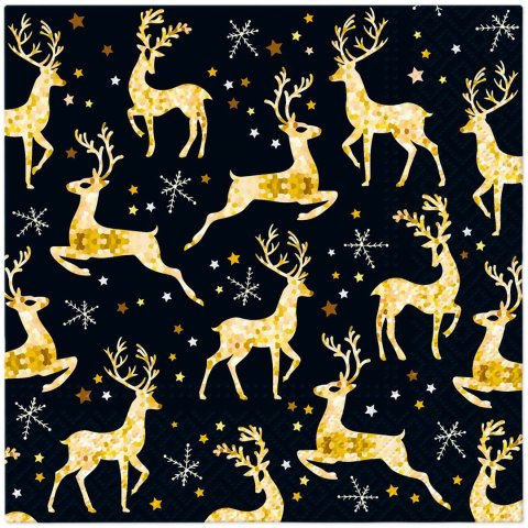 Serwetki Lunch BN Golden Reindeer Charm mix nadruk bibuła [mm:] 330x330 Paw (SDL241200)