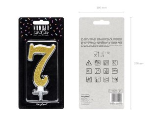 Świeczka urodzinowa Cyferka 7, złoty, 10cm Partydeco (SCU4-7-019)