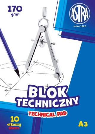 Blok techniczny A3 biały 170g 10k Astra