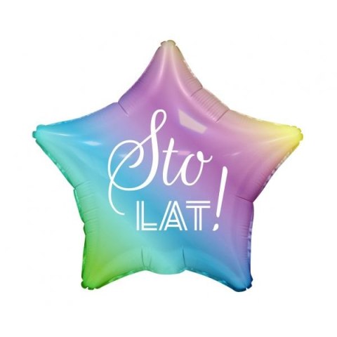 Balon foliowy Sto Lat, gwiazda gradient, nadruk biały 19cal Godan (FG-GSLG)