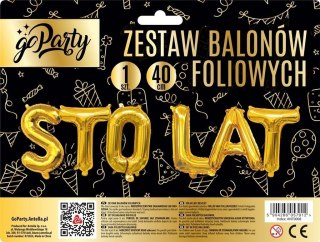 Balon foliowy zestaw balonów Sto Lat złoty Antella