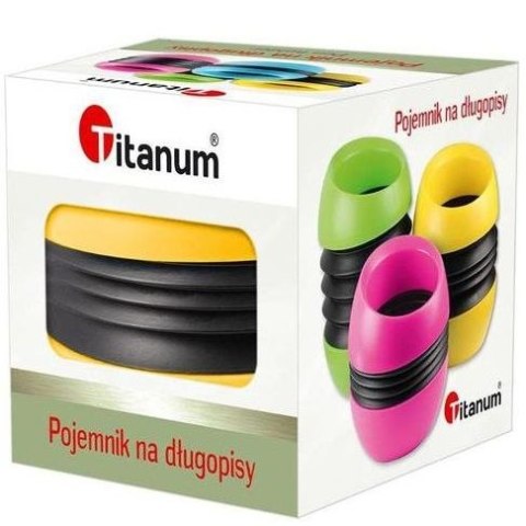 Pojemnik na długopisy Titanum żółty Ø6,2 cm wys. 8-10 cm