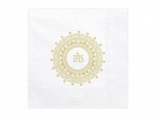 Serwetki Komunijne IHS złoty papier [mm:] 330x330 Partydeco (SP33-63-019)