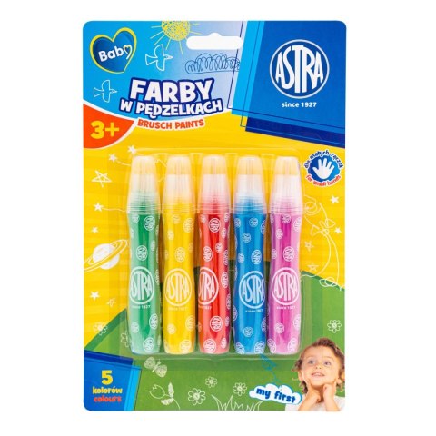Farby plakatowe w pędzelkach kolor: mix 5 kolor. Astra (320123002)