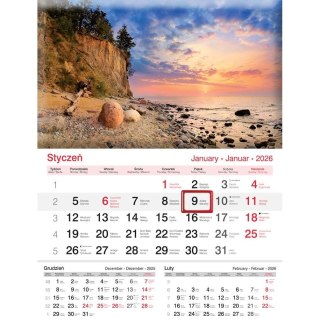 Kalendarz ścienny JEDNODZIELNY 2025 PLAŻA A4 Lucrum (KJ02)