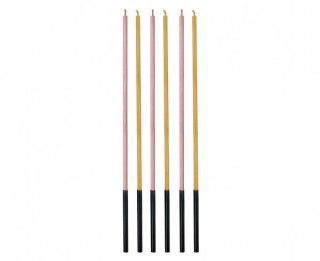 Świeczka urodzinowa metaliczne, róż/złoty, 3x3x170mm, 6szt Godan (7C-SMRZ)