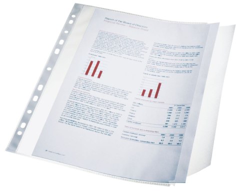 Koszulki na dokumenty z klapką A4 kolor: przezroczysty z boczną klapką 100 mic. Esselte (17939)