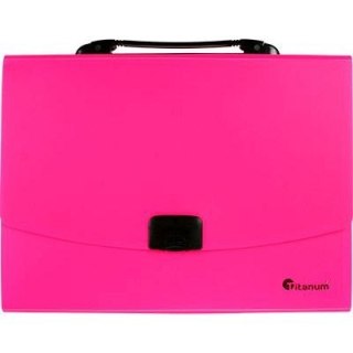 Teczka segregująca PP Titanum A4 z rączką 13 przegródek różowa fluo (TPF12RE)
