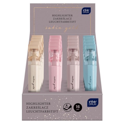 Zakreślacz Satin Gold 16 szt wkład mix Interdruk