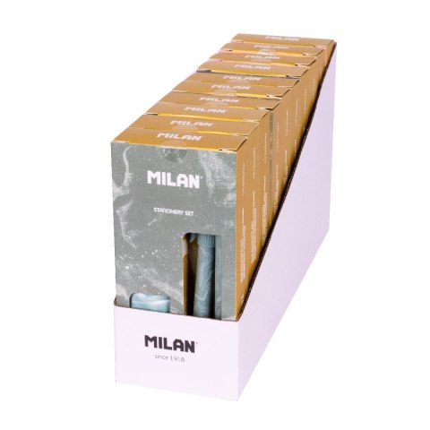 Zestaw piśmienniczy Zielony P1 Lava długopis + ołówek + temperówka Milan (6355LVGRA)