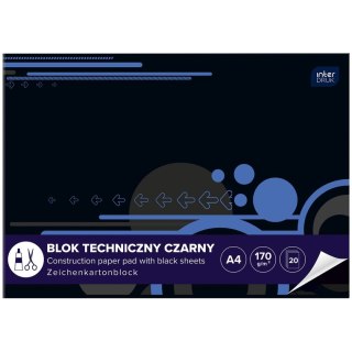 Blok techniczny A4 czarna 170g 10k Interdruk (ABLTA4C)