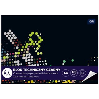 Blok techniczny A4 czarna 170g 10k Interdruk (ABLTA4C)