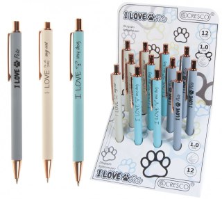 Długopis Zenith 4 12 SZT I LOVE PETS 5907464223868 wkład niebieski 1,0mm Cresco (230004)