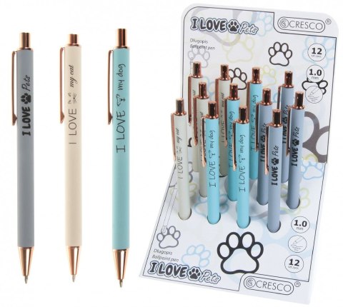 Długopis Zenith 4 12 SZT I LOVE PETS 5907464223868 wkład niebieski 1,0mm Cresco (230004)