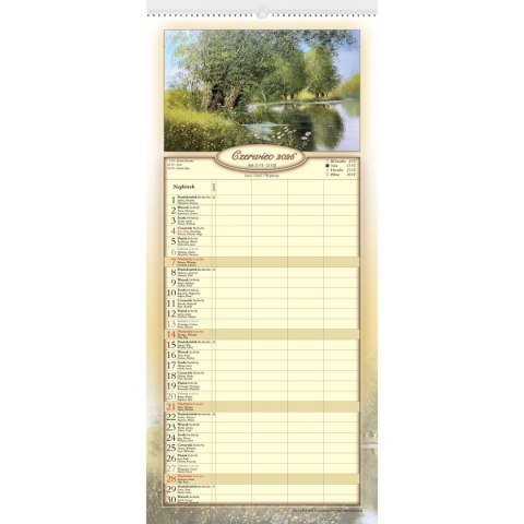 Kalendarz ścienny notatnikowy 2024 IMPRESJA POLSKIE 220mm x 490mm Lucrum (WN01)
