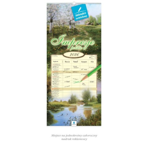 Kalendarz ścienny notatnikowy 2024 IMPRESJA POLSKIE 220mm x 490mm Lucrum (WN01)