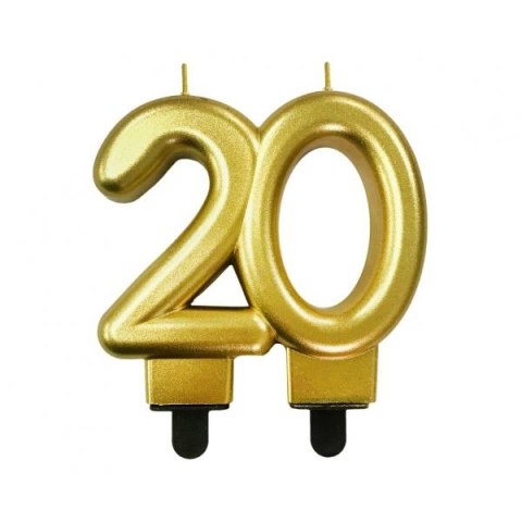 Świeczka urodzinowa cyferka 20, metalik złota, 8.0 cm Godan (PF-SCZ20)