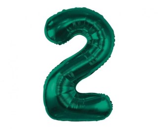Balon foliowy cyfra 2, zieleń butelkowa, 85 cm Godan (CH-B8B2)