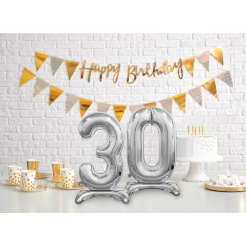 Balon gumowy Beauty&Charm cyfra stojąca srebrna Srebrny 30cal Godan (BC-ASS3)