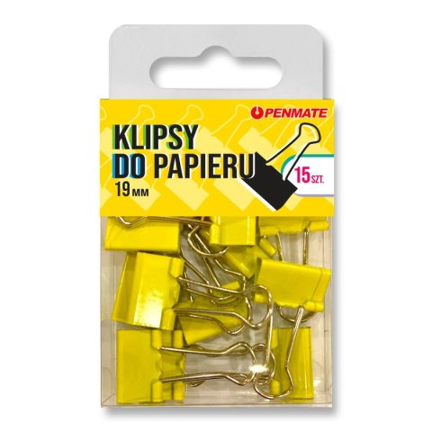 Klipy kanarkowe TT8322 19mm kanarkowy Penmate (klipsy kolorowe 19mm)