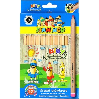Kredki ołówkowe Jumbo Natural 12 kol. Flamingo