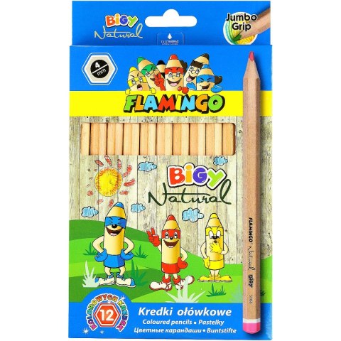Kredki ołówkowe Jumbo Natural 12 kol. Flamingo