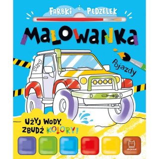 Książka dla dzieci Użyj wody, zbudź kolory! Pojazdy Aksjomat