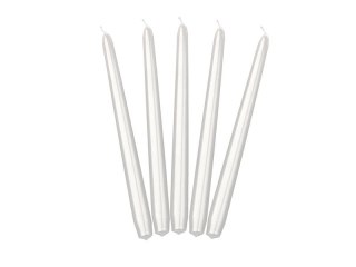 Świeca Stożkowa metalizowany perłowa 1op/10szt biały [mm:] 240 Partydeco (SKMET-070M)