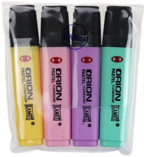 Zakreślacz ORION pastel wkład mix 1,0-5,0mm Kamet (4 kol)