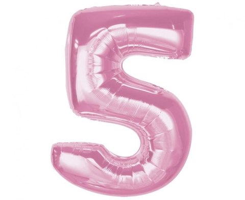 Balon foliowy Smart, cyfra 5, j. różowa, 92 cm Godan (CH-S9J5)