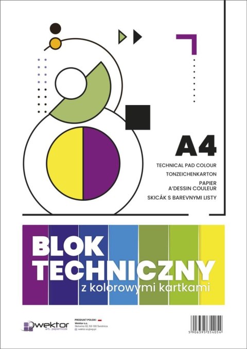 Blok techniczny kolor A4 mix 160g 10k Wektor