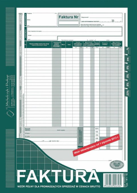 Druk samokopiujący Faktura brutto A4 80k. Michalczyk i Prokop (141-1E)