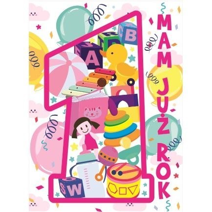 Kartka składana B6 ROCZEK RÓŻOWA Henry (5907465661218)