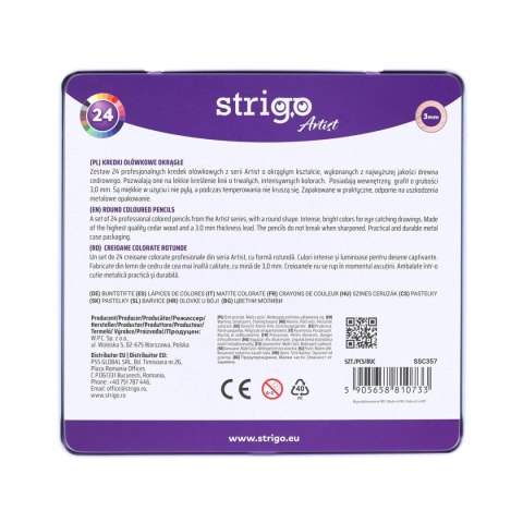 Kredki ołówkowe ARTIST 24 kol w op.metalowym 5905658810733 24 kol. Strigo (SSC537)