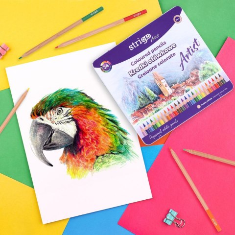 Kredki ołówkowe ARTIST 24 kol w op.metalowym 5905658810733 24 kol. Strigo (SSC537)