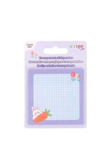 Notes samoprzylepny (karteczki) TRANSPARENTNE FIOLETOWE fioletowy 50k [mm:] 73x73 Strigo (SSN052)