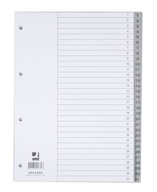 Przekładka numeryczna A4 szara 120g 31k 1-31 [mm:] 230x297 Q-Connect (KF01830)