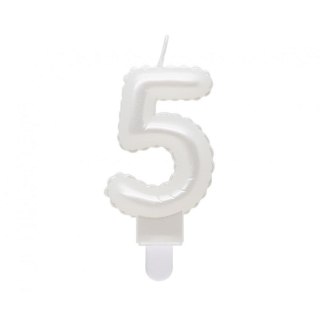 Świeczka urodzinowa cyferka 5, perłowa biała, 7 cm Godan (SF-PBI5)