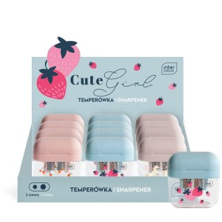Temperówka CUTE GIRL podwójna z pojemnikiem mix plastikowa Interdruk (5902277331236)