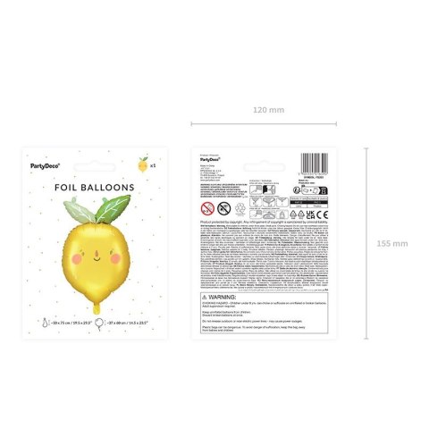 Balon foliowy Cytrynka, 50x75 cm Partydeco (FB203)
