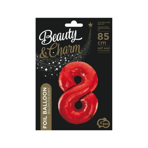 Balon foliowy cyfra 8 czerwona 85cm Godan (BCHCW8)