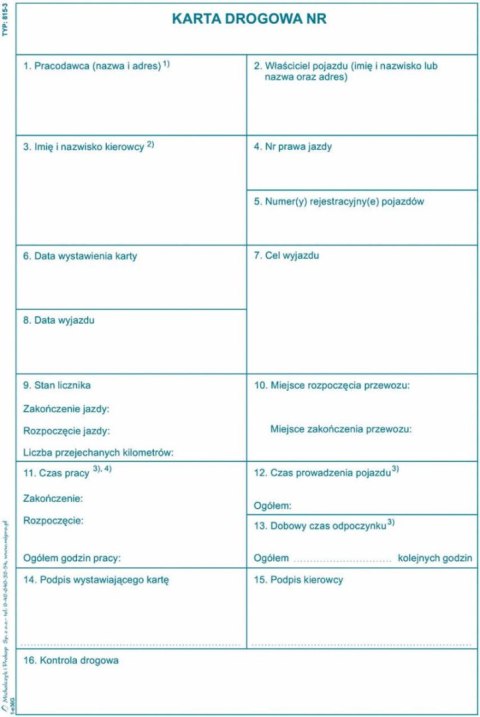 Druk offsetowy O pap. Karta drogowa A5 80k. Michalczyk i Prokop (815-3)