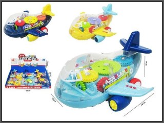 Samolot przeźroczysty zębatki 16cm ze światłem Hipo (H13566)