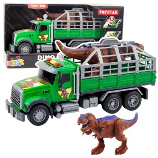 Ciężarówka Transport Dinozaurów Figurka Dinozaura Światła Dźwięki Zielona Lean (21453)