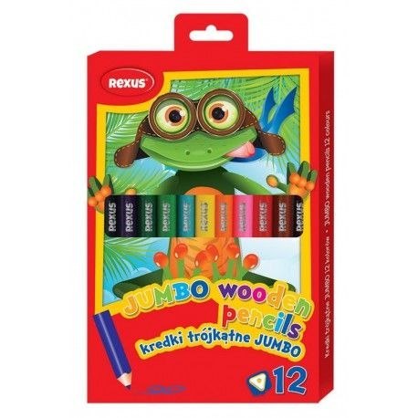 Kredki ołówkowe JUMBO TRÓJKĄTNE 12 kol. Rexus (607811)