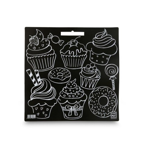 Podkład na biurko FUNNY MAT BLACK ciastka sfu701 czarny polipropylen PP [mm:] 400x400 Strigo (8681379307017)